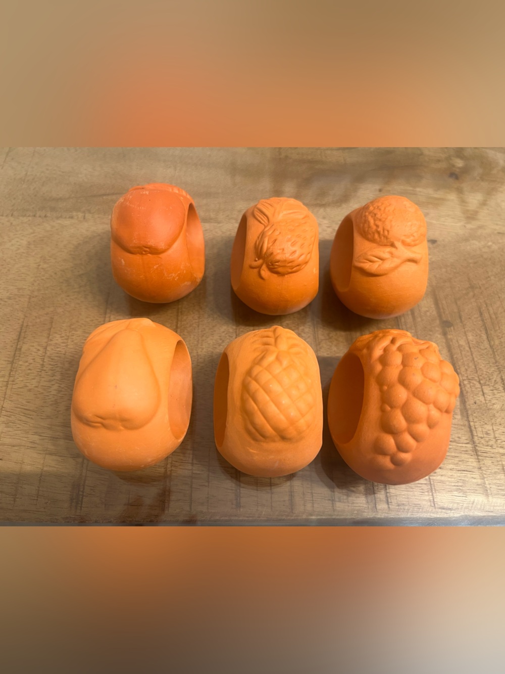 Vintage Fruit-Terra cotta 3d Napkin Rings - Set of 6